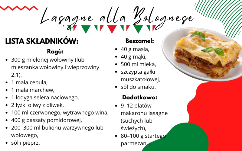 składniki do zrobienia lasagne alla bolognese lista potrzebnych składników na lasagne