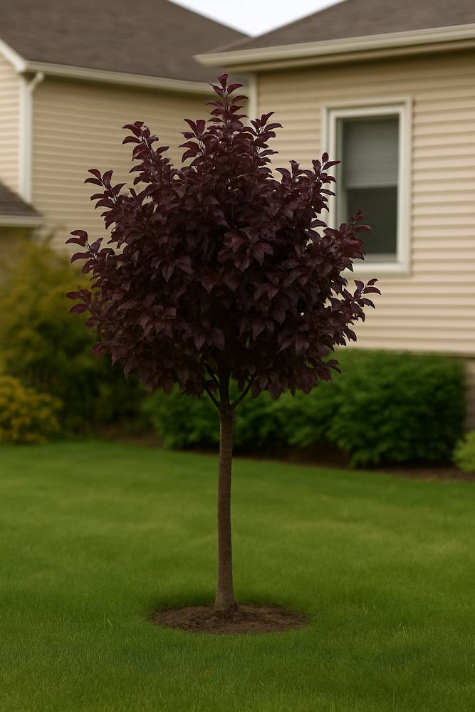 młody buk pospolity z purpurowymi liśćmi 