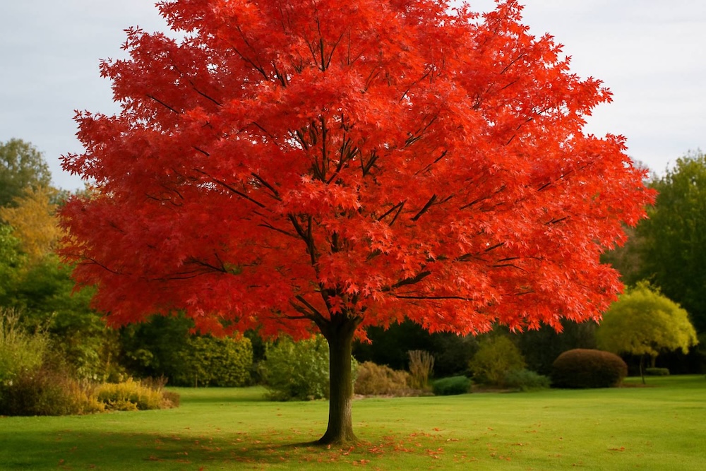 drzewo wybarwione na czerwono - dąb czerwony 