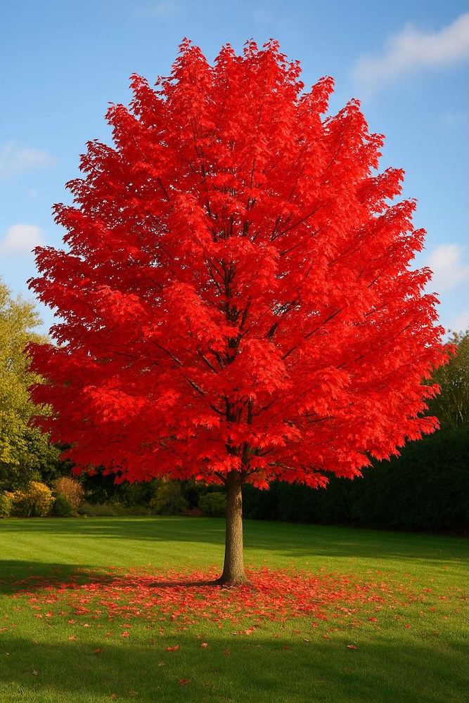 drzewka z czerwonymi liśćmi - klon czerwony 