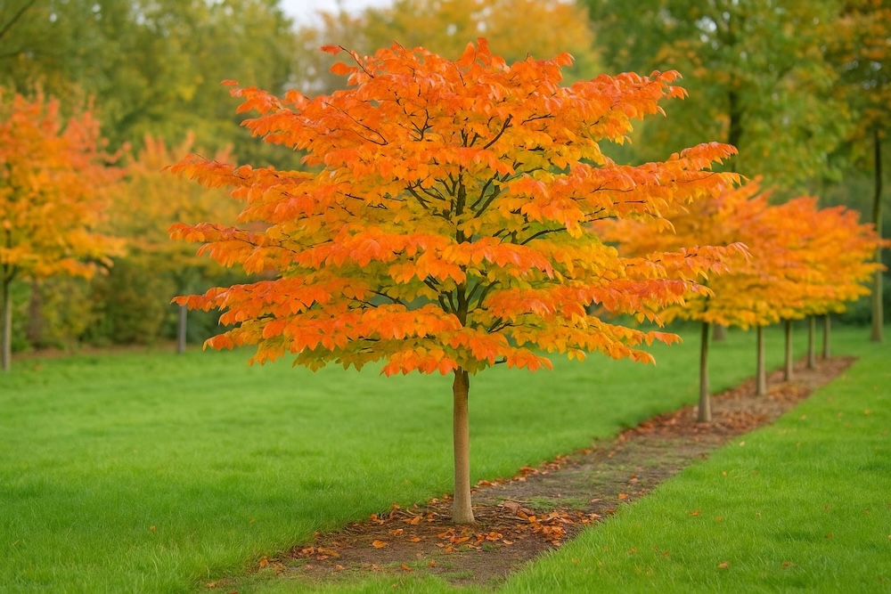 wybarwiona na czerwono-pomarańczowo parocja perska 