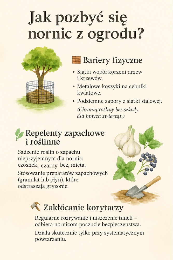 metody na pozbycie się nornic  sposoby na usunięcie nornic z ogrodu