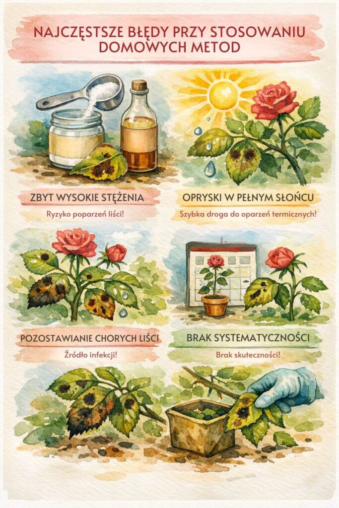 Najczęstsze błędy przy stosowaniu domowych metod na plamistość róży