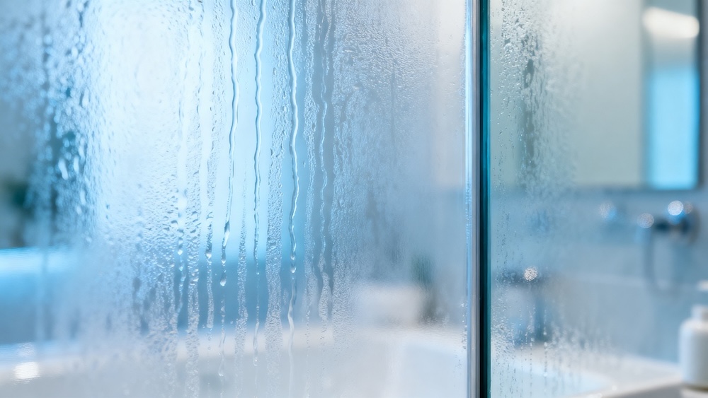 mokra szyba prysznicowa 