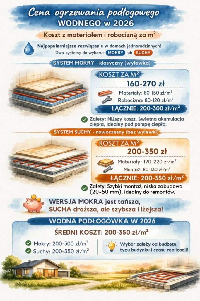 cena za ogrzewanie podłogowe systemem wodnym