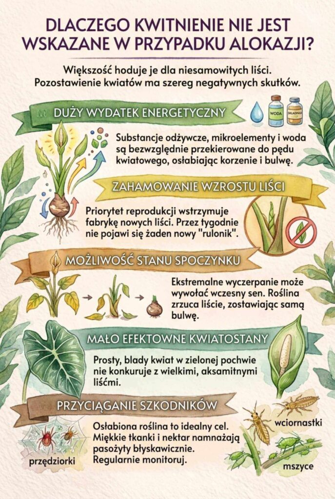 Alokazja - kwitnienie. Dlaczego nie jest wskazane?