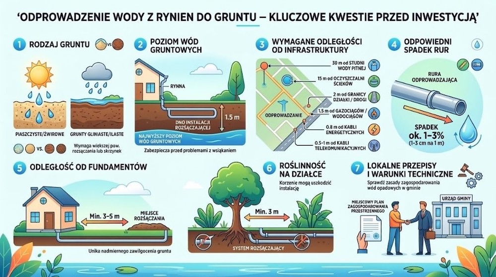 odprowadzenie wody z rynien do gruntu - planowanie 