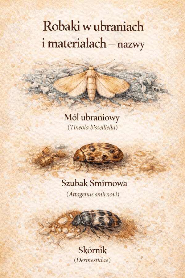 wygląd robaków występujących w ubraniach