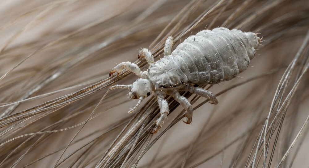 wesz na włosach w przybliżeniu