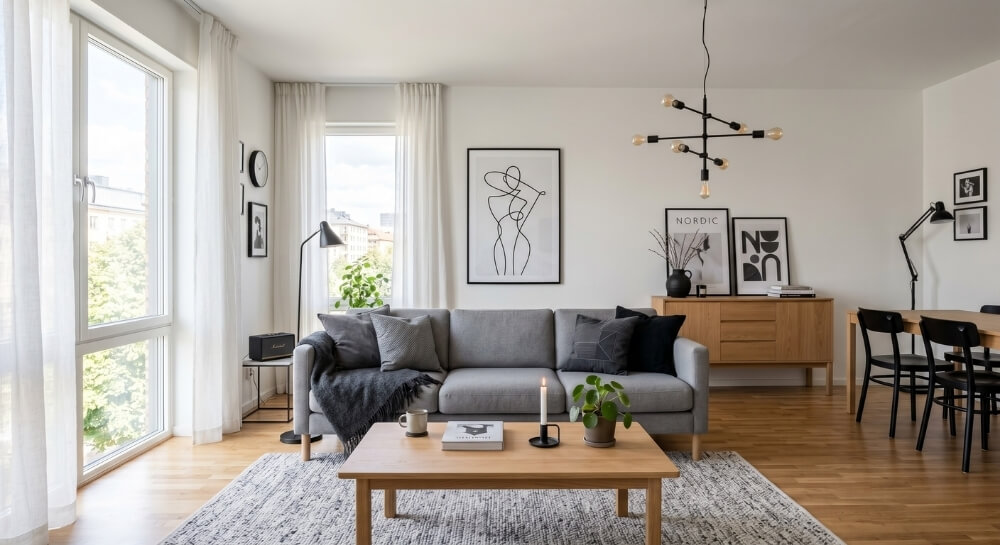 nowoczesny styl skandynawski w salonie