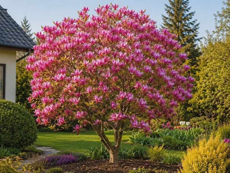 drzewa kwitnące na różowo – kompaktowa magnolia ‘Susan’